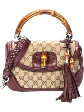 Gucci Bamboo Handle GG Supreme Canvas Shoulder Bag